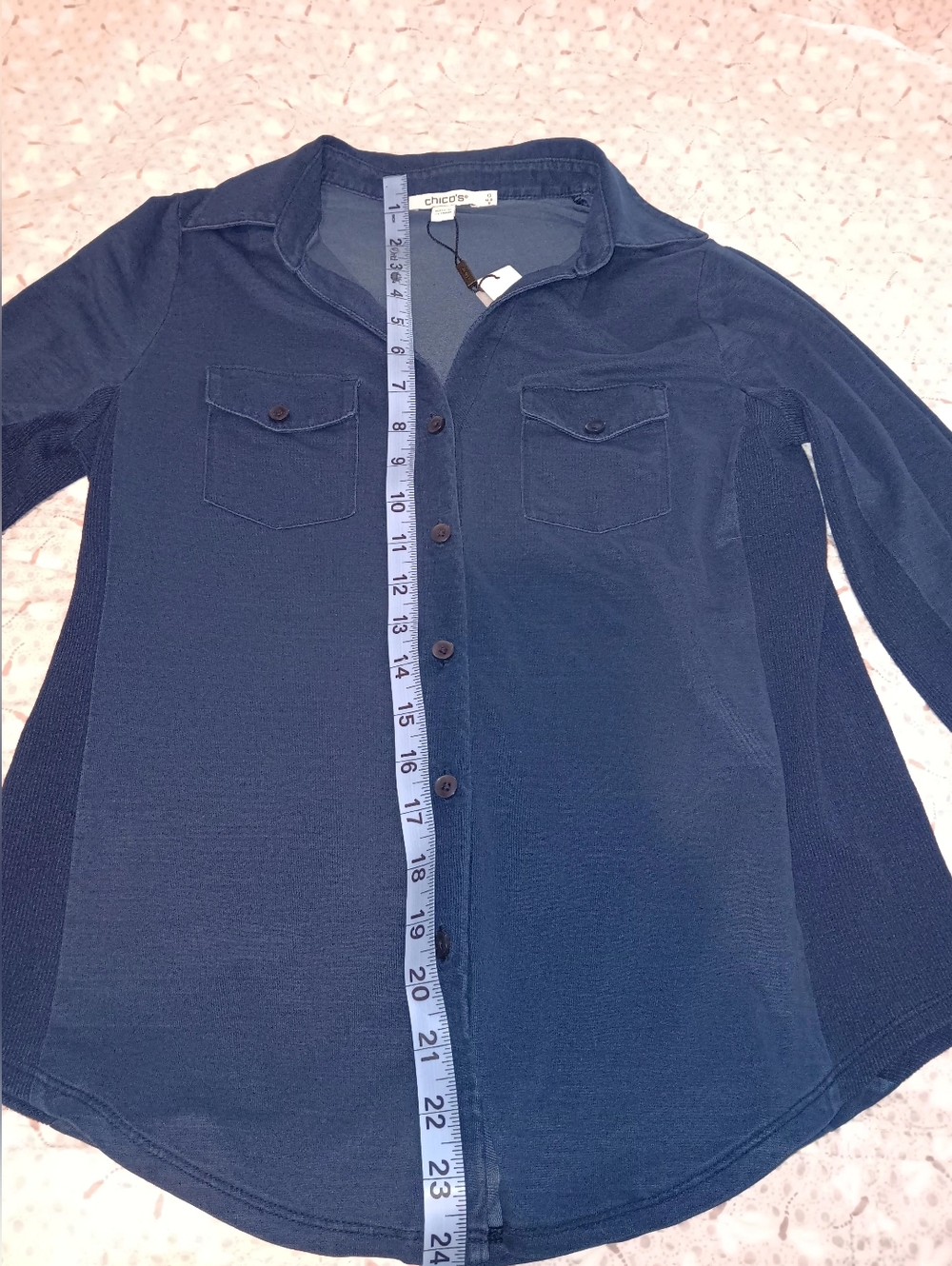 Chico's Indigo Textured Button-Front Shirt NWT - Picture 5 of 12